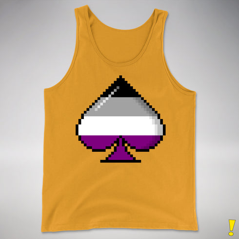 Asexual Pride 8-Bit Pixel Ace of Spades Premium Tank Top - Gold